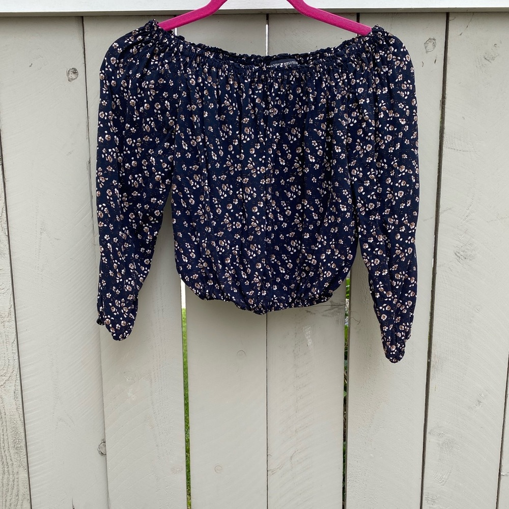 Brandy Melville navy , with flowers blouse